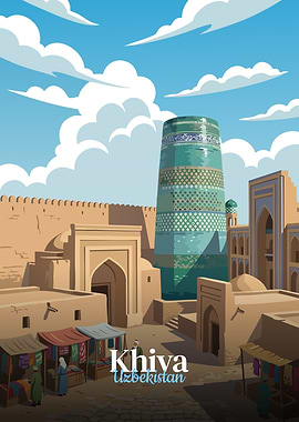 Khiva, Uzbekistan Travel Poster