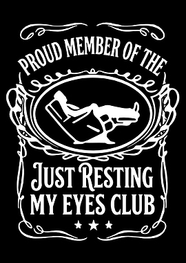 Just Resting My Eyes Club Poster, Funny Recliner Wall Art, Vintage Humor Home Decor Print