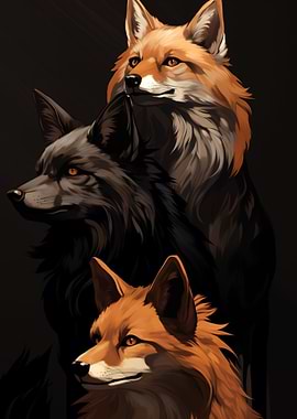 Three Foxes Portrait