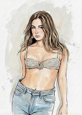 Watercolor Fashion Illustration of a Woman