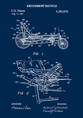 Vintage Recumbent Bicycle Patent 1981