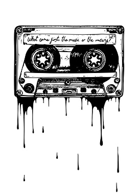 Cassette Tape with Dripping Ink