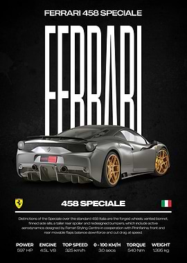 Ferrari 458 Speciale Car Poster