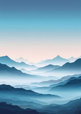 Misty Blue Mountain Layers
