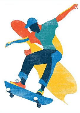 Skateboarder in Motion Graphic Art