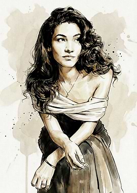 Elegant Woman Portrait in Watercolor Style