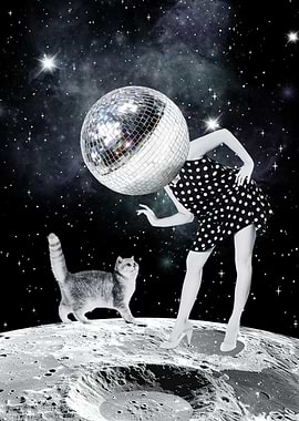 Disco Ball Head on the Moon