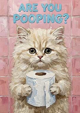 Cat with Toilet Paper Painting