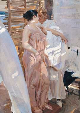 Two Women by the Sea, Painting