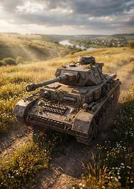 Panzer IV Tank in Rural Landscape