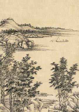 Chinese Lake Landscape Painting Wang Hui
