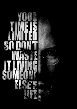 Steve Jobs Quote Portrait Black and White