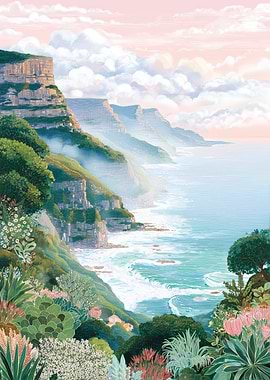 Coastal Cliffside Landscape with Lush Vegetation