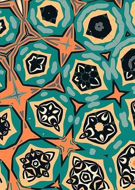 Abstract Geometric Pattern in Teal and Orange