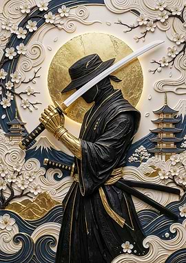 Golden Sun Samurai Warrior