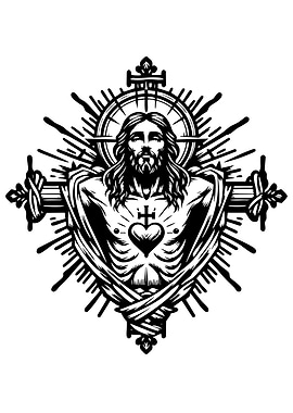Jesus Christ Black and White Illustration
