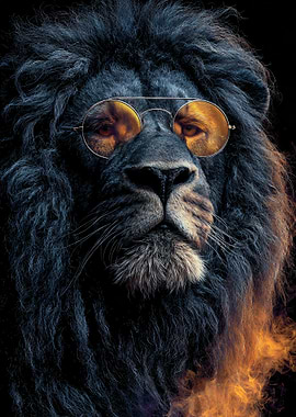 Lion with Sunglasses Portrait