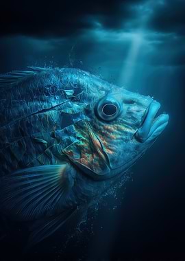 Underwater Blue Fish Portrait