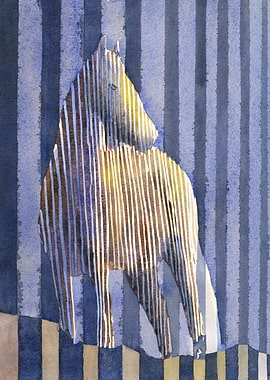 Abstract Striped Horse Watercolor Painting