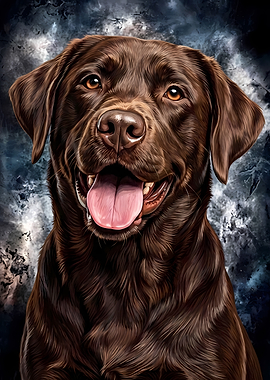 Chocolate Labrador Portrait with Abstract Background