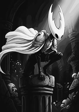 Hollow Knight monochrome digital art