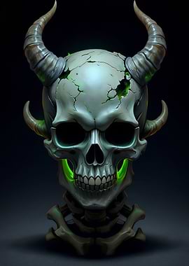 Horned Skull with Green Glow