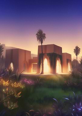 Moroccan Architecture at Sunset