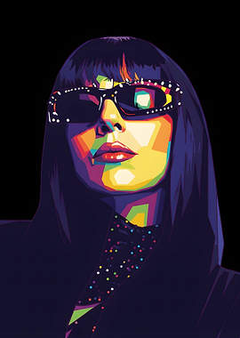 Pop Art Portrait of Woman with Sunglasses