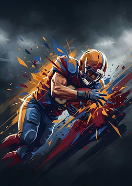 American Football Player Action Art
