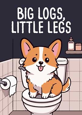 Corgi on Toilet Cartoon Illustration
