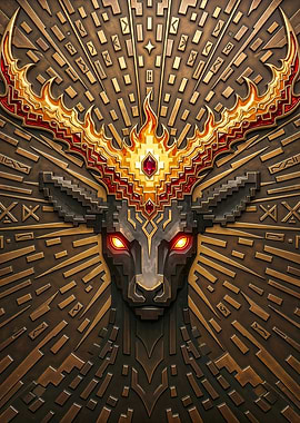 Bronze Pixel Fire Stag