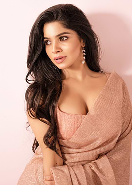 divyabharathi tamil in shimmering pink saree portrait