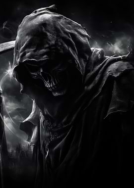 Grim Reaper in Dark Monochrome