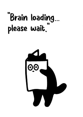 Brain Loading Cat Cartoon