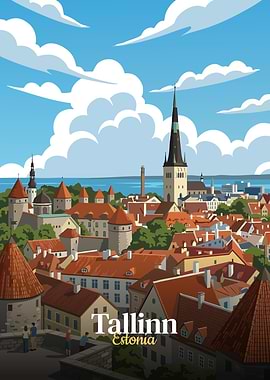 Tallinn, Estonia Cityscape Illustration