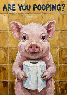 Pig with Toilet Paper Painting