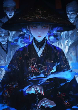 Mysterious Woman in Traditional Asian Attire