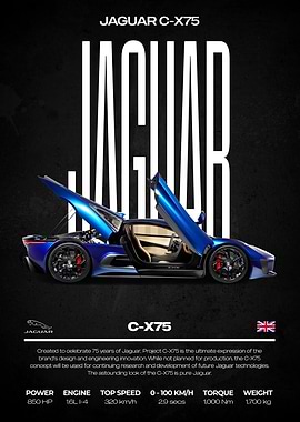 Jaguar C-X75 Car Poster
