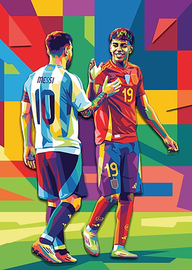 Messi and Yamal Pop Art Illustration