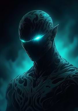 Mysterious Figure with Glowing Eyes