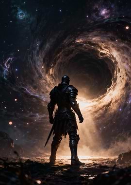 Knight Staring into Cosmic Portal