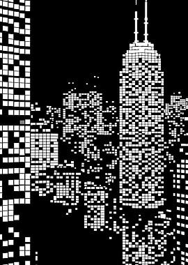 Cityscape in Black and White Squares