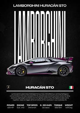 Lamborghini Huracán STO Car Poster