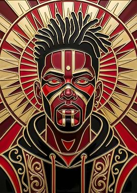 Golden Afrofuturist Portrait