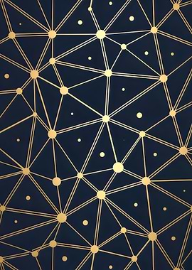 Geometric Gold Pattern on Dark Blue