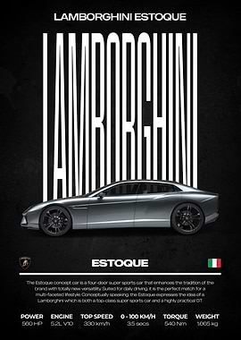 Lamborghini Estoque Concept Car Poster