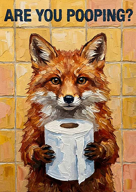 Fox with Toilet Paper Painting