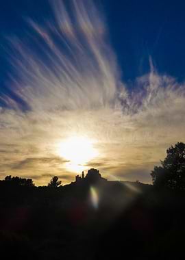 Photography of a Silhouette of a Castle at Sunset in the Alpilles in Provence in France