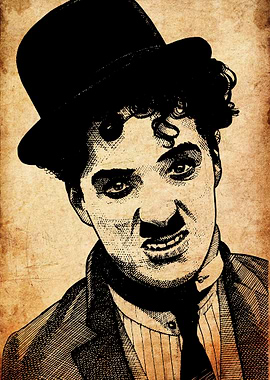 Charlie Chaplin Portrait in Sepia Tones