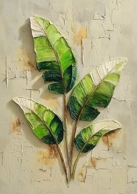Textured Green Leaves Painting